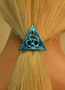 Hair Hook Celtic Triangle - Blue, Ponytail Holder