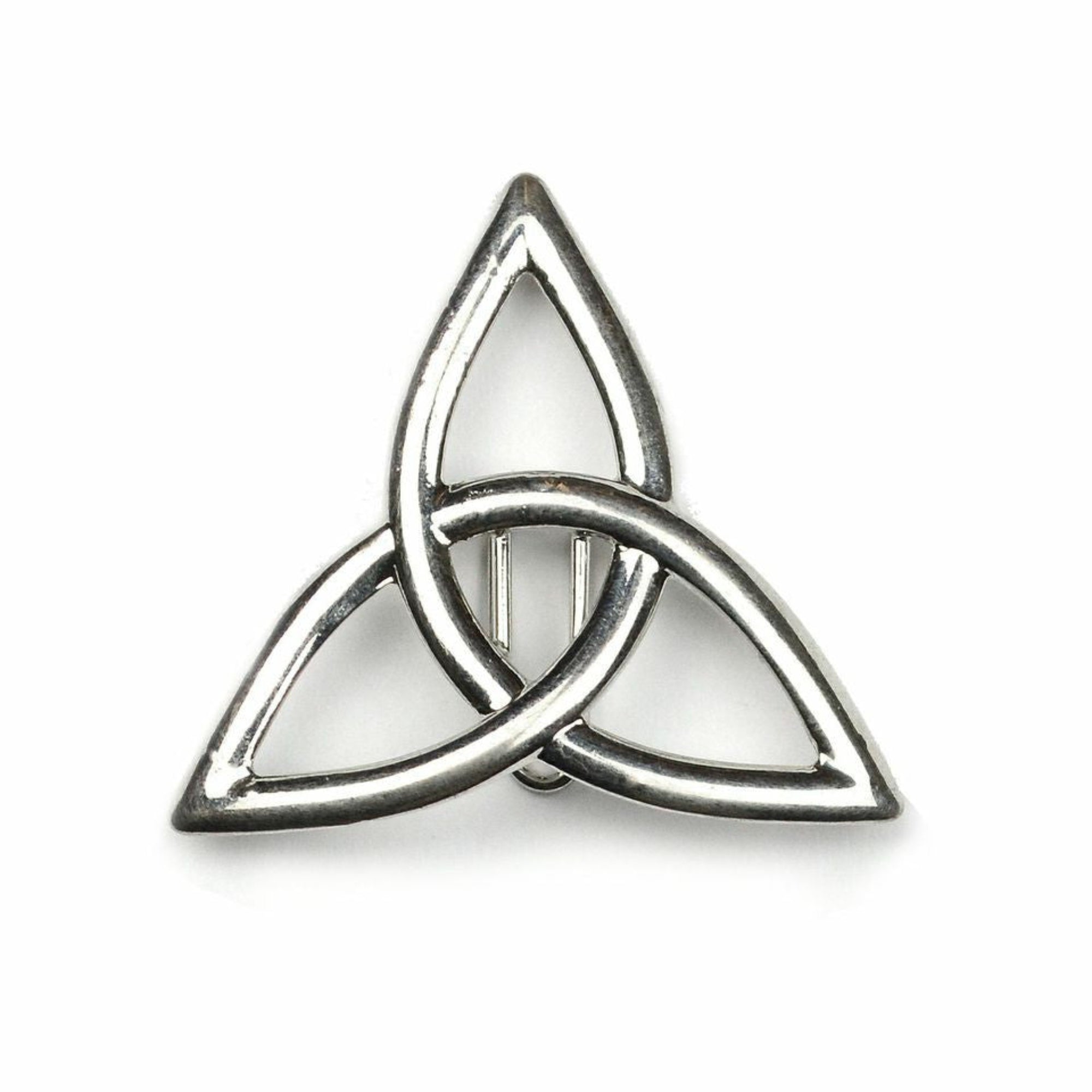 Silver Celtic eternity knot hair hook ponytail holder, front view