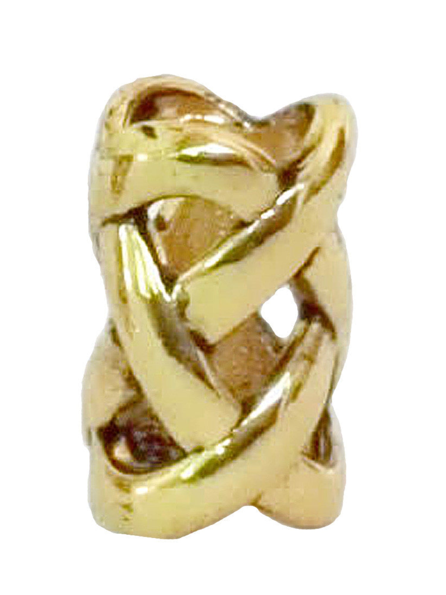 Open Weave Hair Bead - Gold Finish Braid & Dreadlock Accessory front view