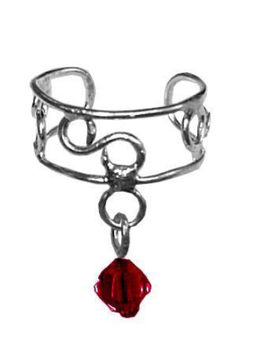 Silver Dangling Bead Ear Cuff – Elegant Non-Piercing Jewelry front view