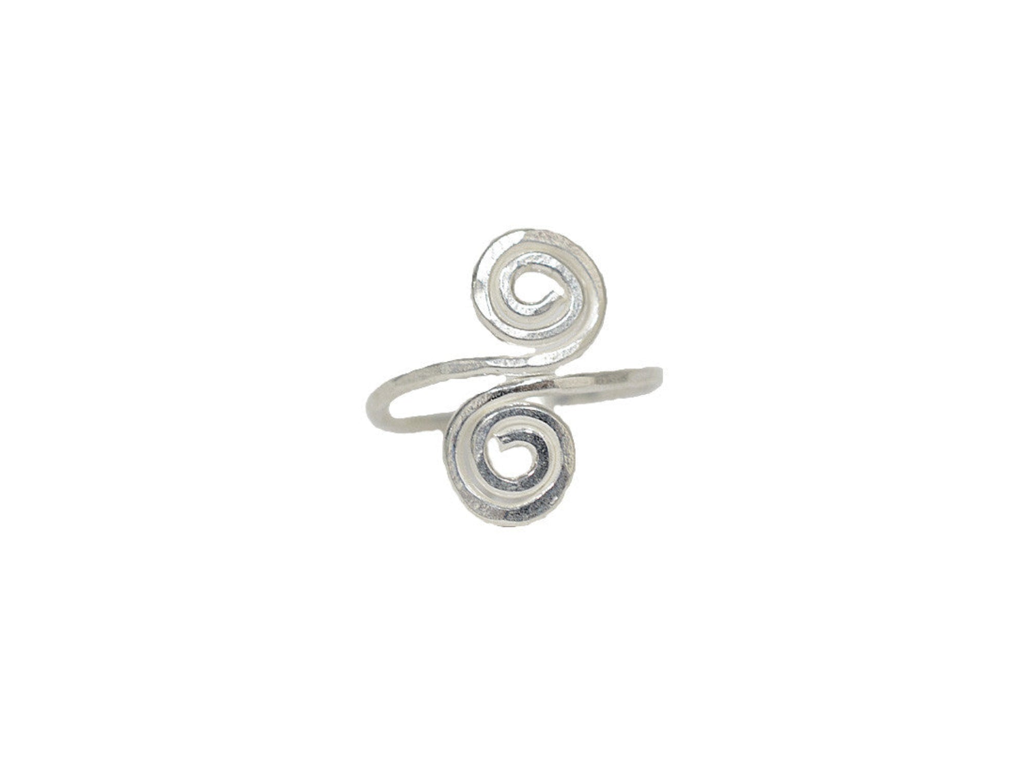 Etruscan Spiral Ring - Sterling Silver Adjustable Jewelry front view