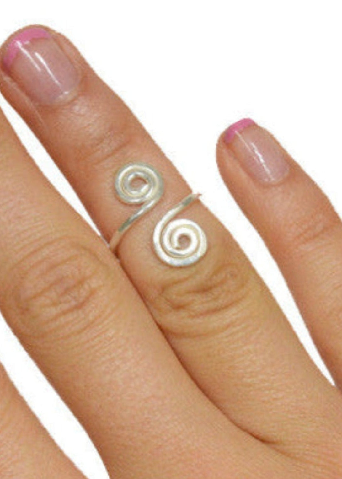 Model wearing Etruscan Spiral Ring - Sterling Silver Adjustable Jewelry