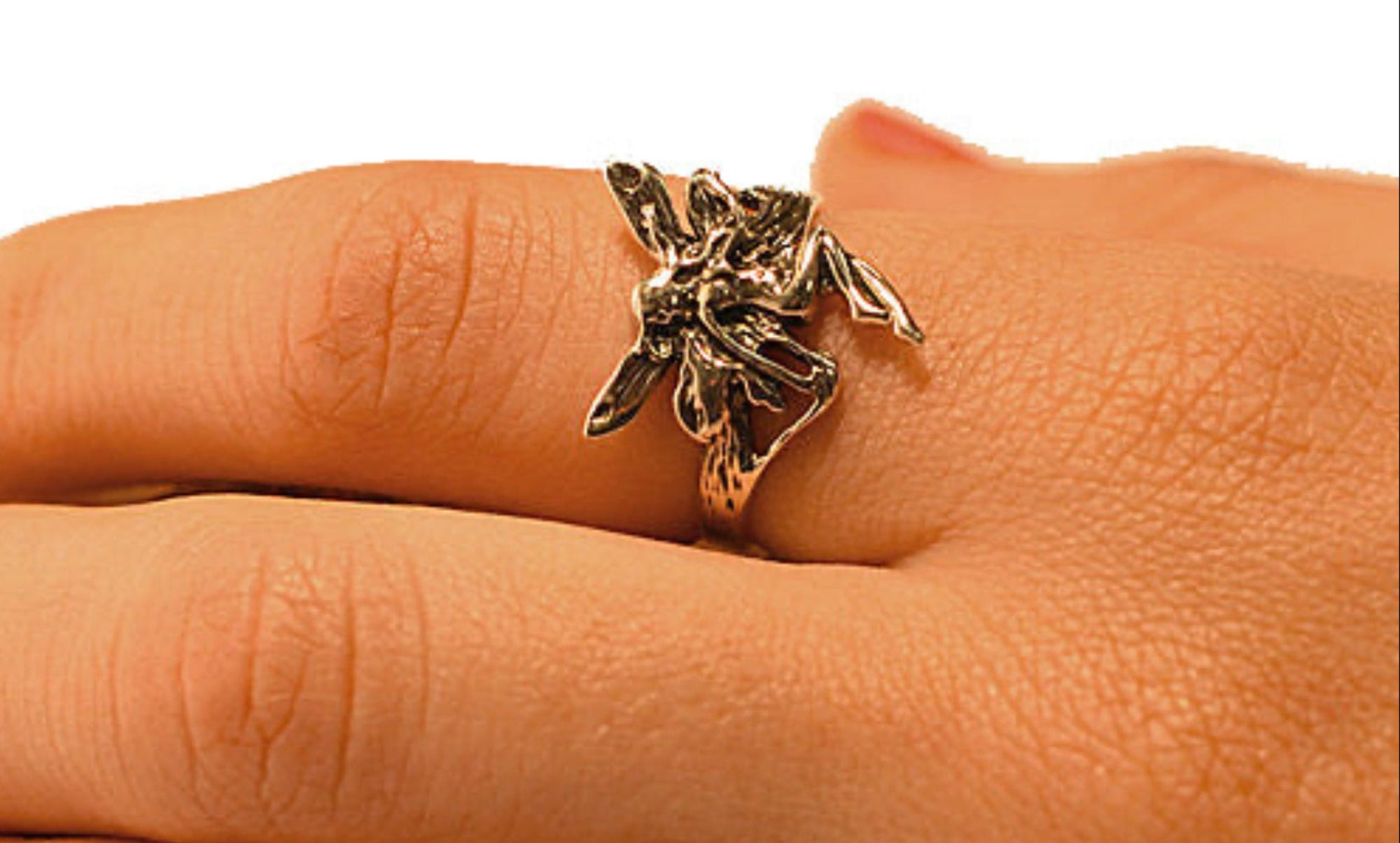 Model wearing sterling silver fairy ring
