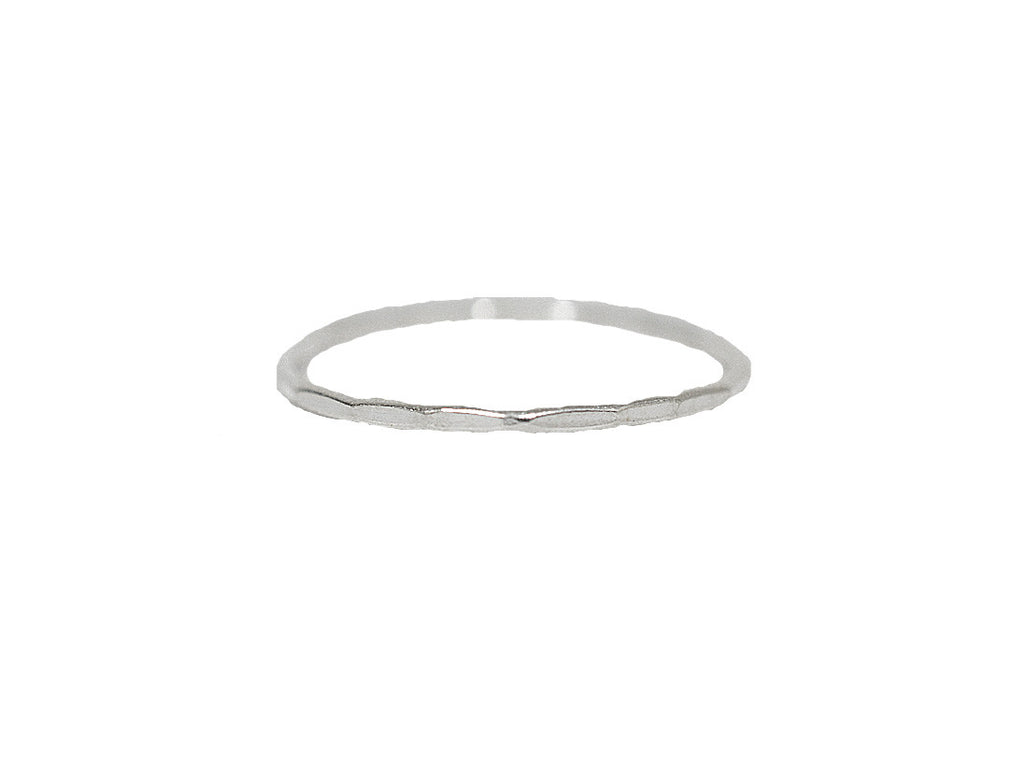 Hammered Thin Band Ring - Sterling Silver