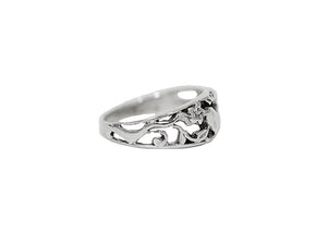 Love Joy Ring - Sterling Silver Heart and Flower Design Jewelry side view