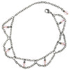 Medieval Metal - Anklet Dangling Pink Beads & Silver Chains (AT-03-PK-S)