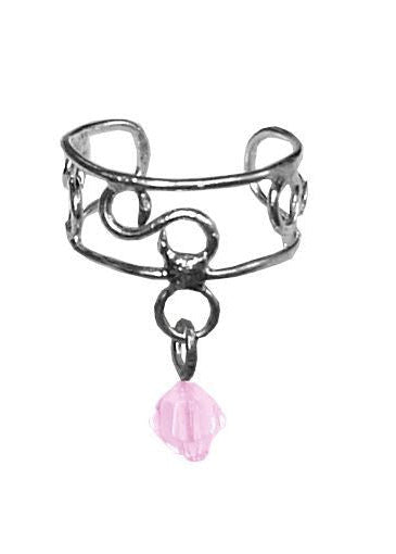 Silver Dangling Bead Ear Cuff – Elegant Non-Piercing Jewelry front view
