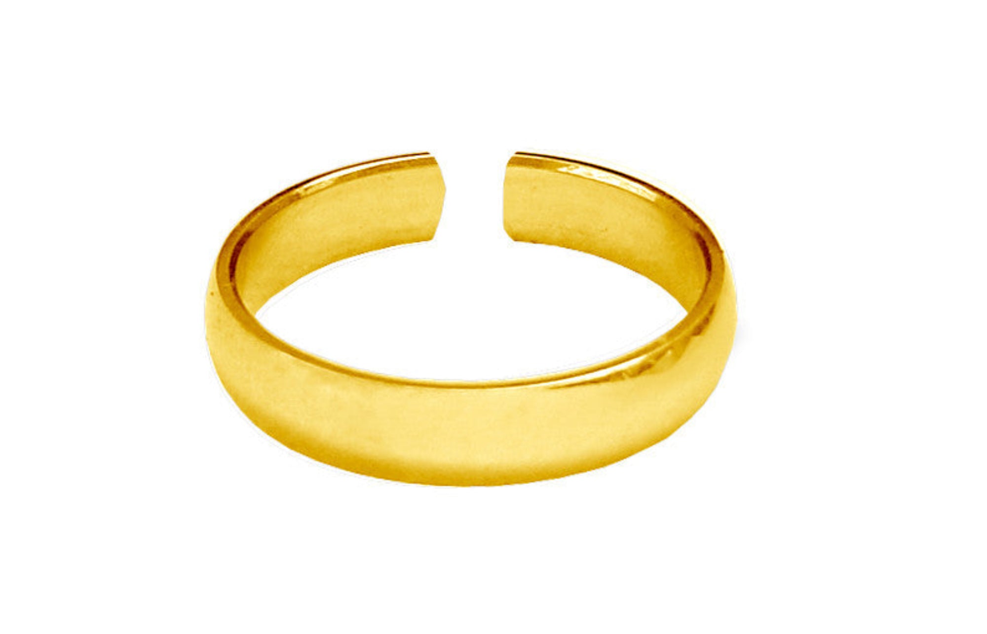 Gold Plain Band Toe Ring - Adjustable Minimalist Jewelry front view