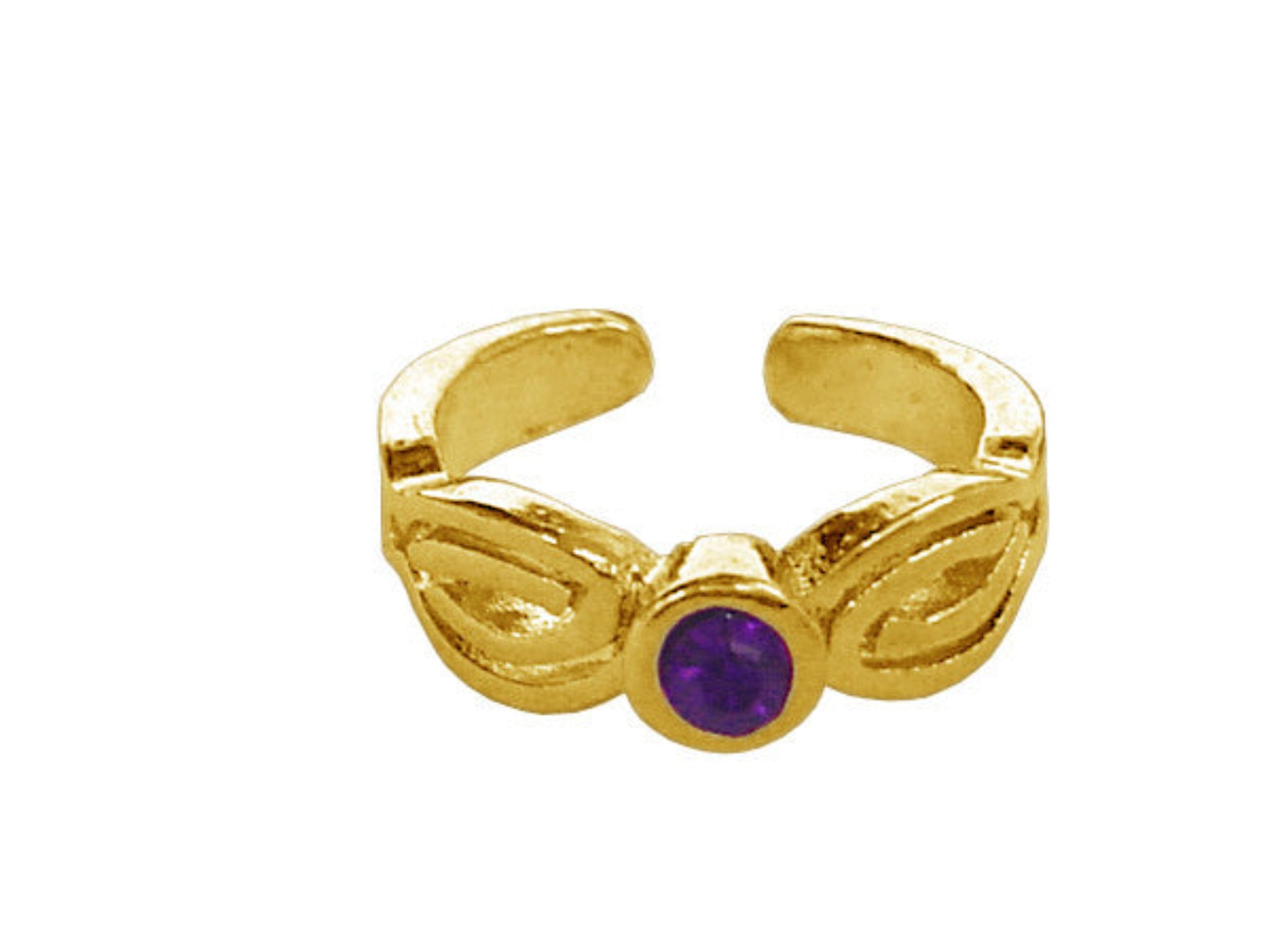 Gold Weave with Stone Toe Ring - Adjustable Celtic Jewelry front view