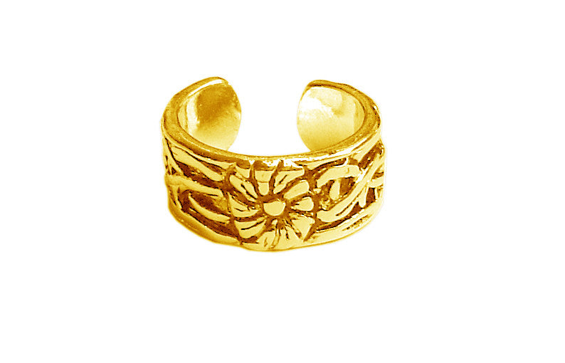 Antique Flower Toe Ring - Gold