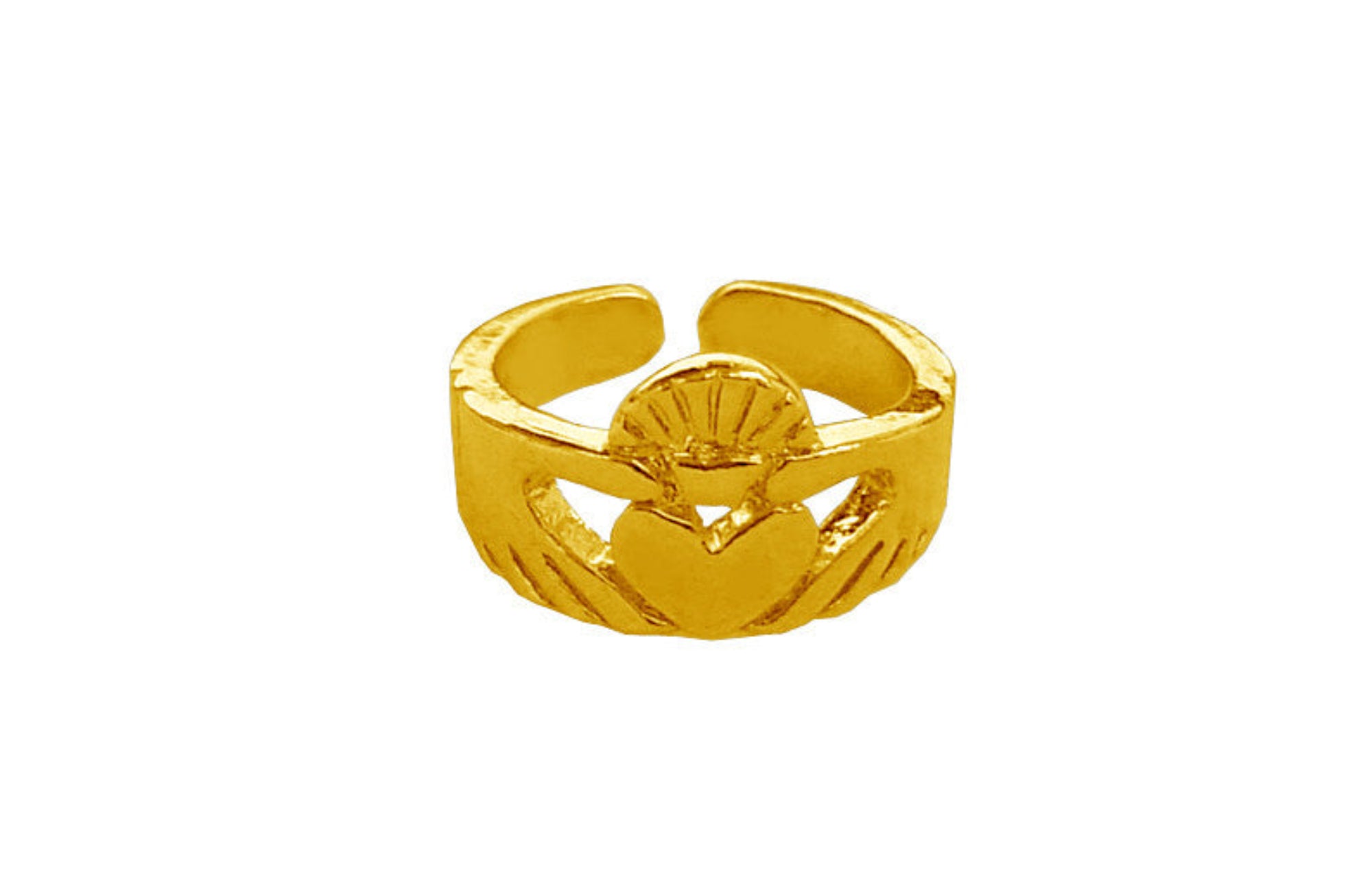 Gold Claddagh Toe Ring - Adjustable Celtic Jewelry front view