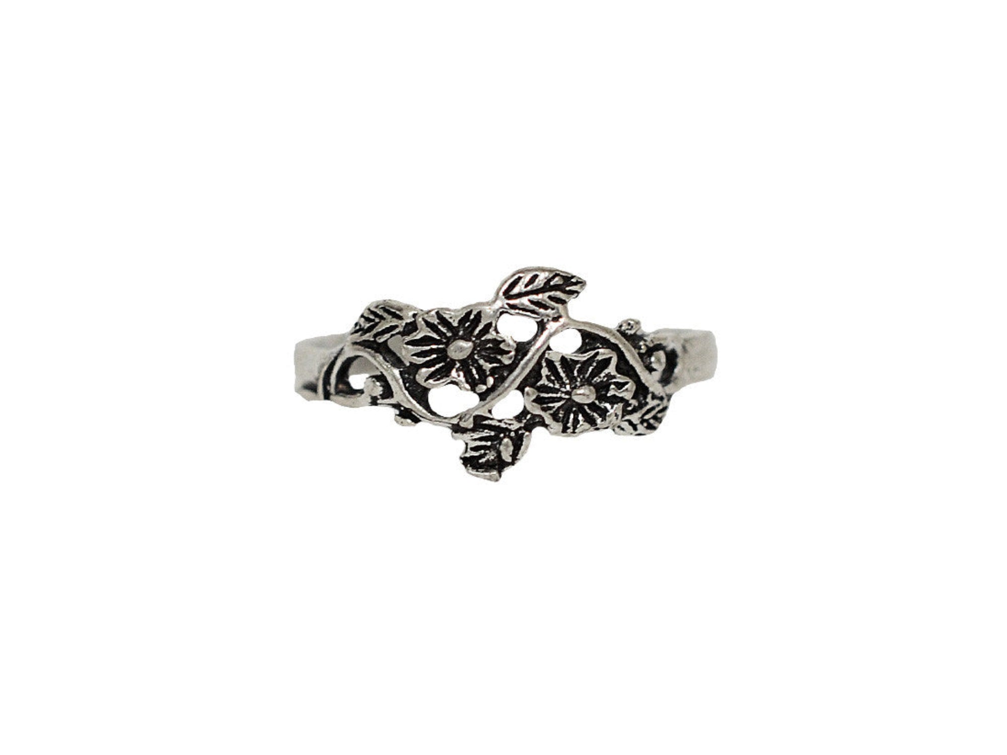 Blossom Toe Ring - Sterling Silver Adjustable Jewelry front view