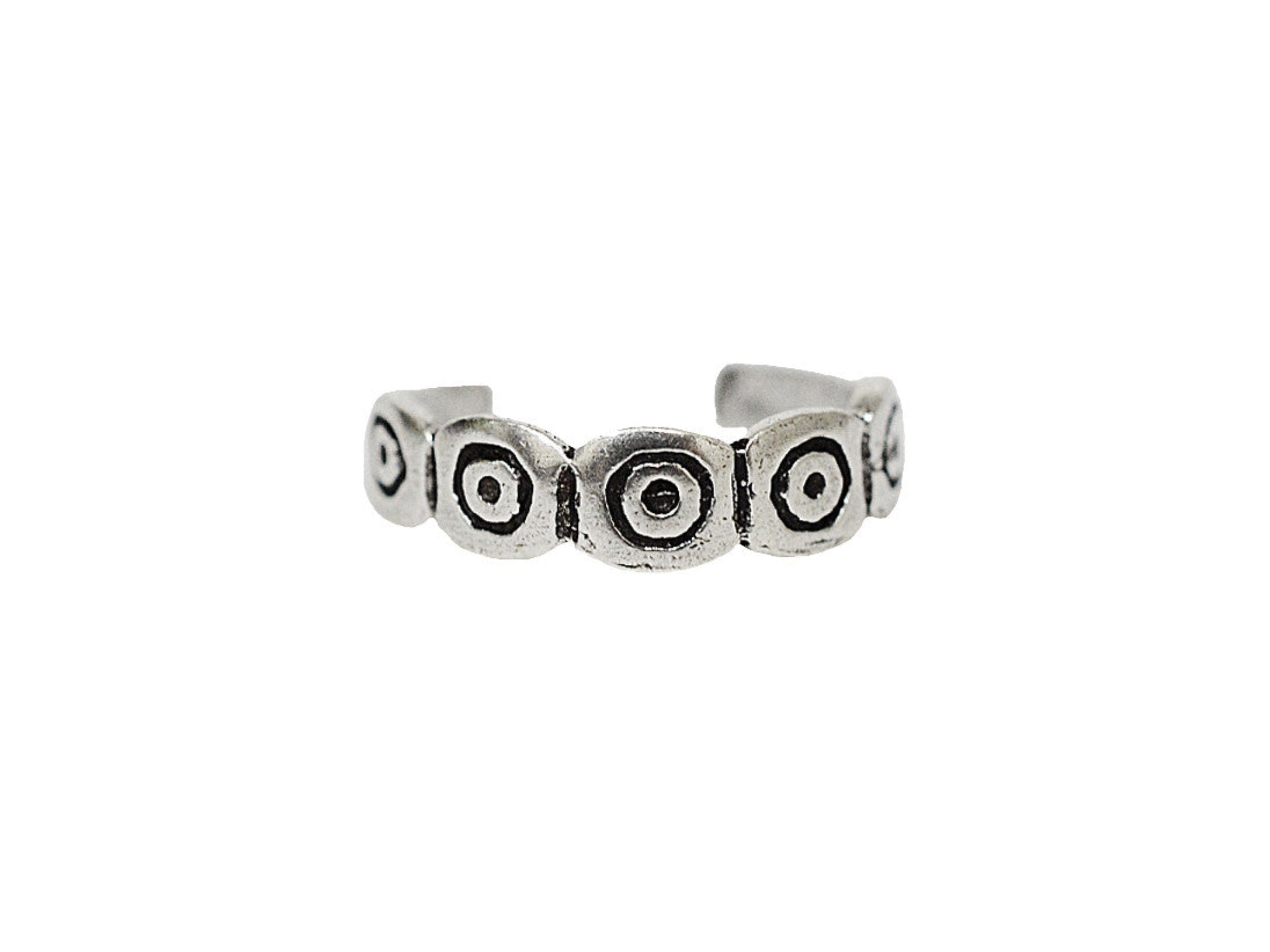 Bullseye Toe Ring - Sterling Silver Adjustable Jewelry front view