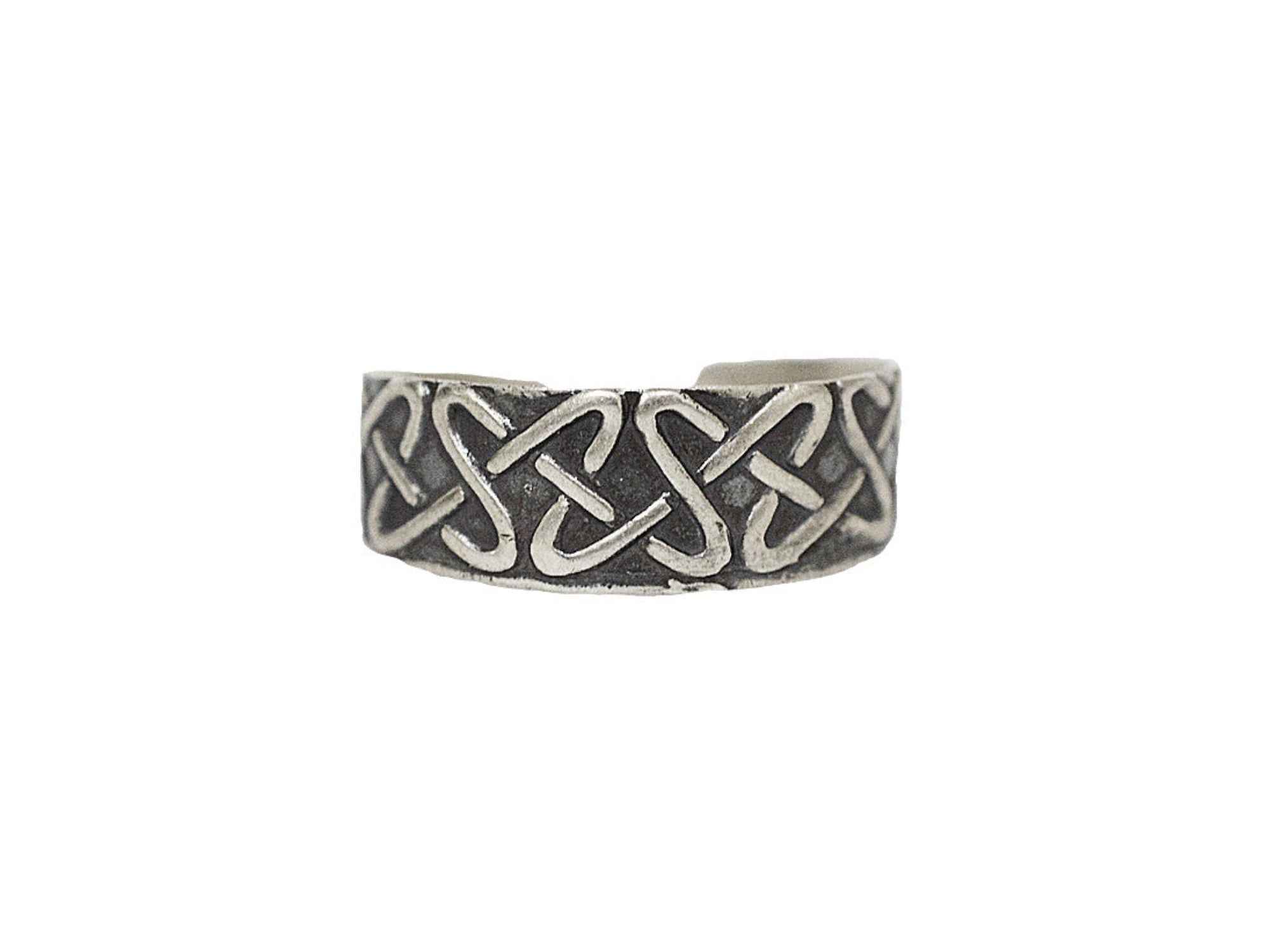 Celtic Border Toe Ring - Sterling Silver Adjustable Jewelry front view