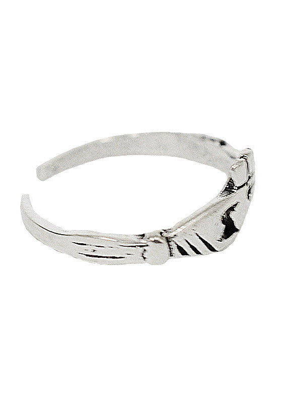 Claddagh Thin Band Toe Ring - Sterling Silver Adjustable Jewelry side view