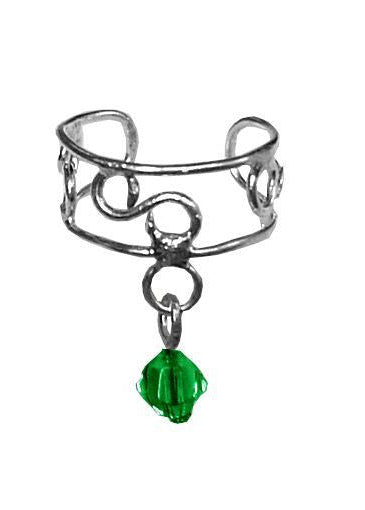 Silver Dangling Bead Ear Cuff – Elegant Non-Piercing Jewelry front view