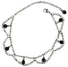 Medieval Metal - Anklet Dangling Black Beads & Silver Chains (AT-03-BK-S)