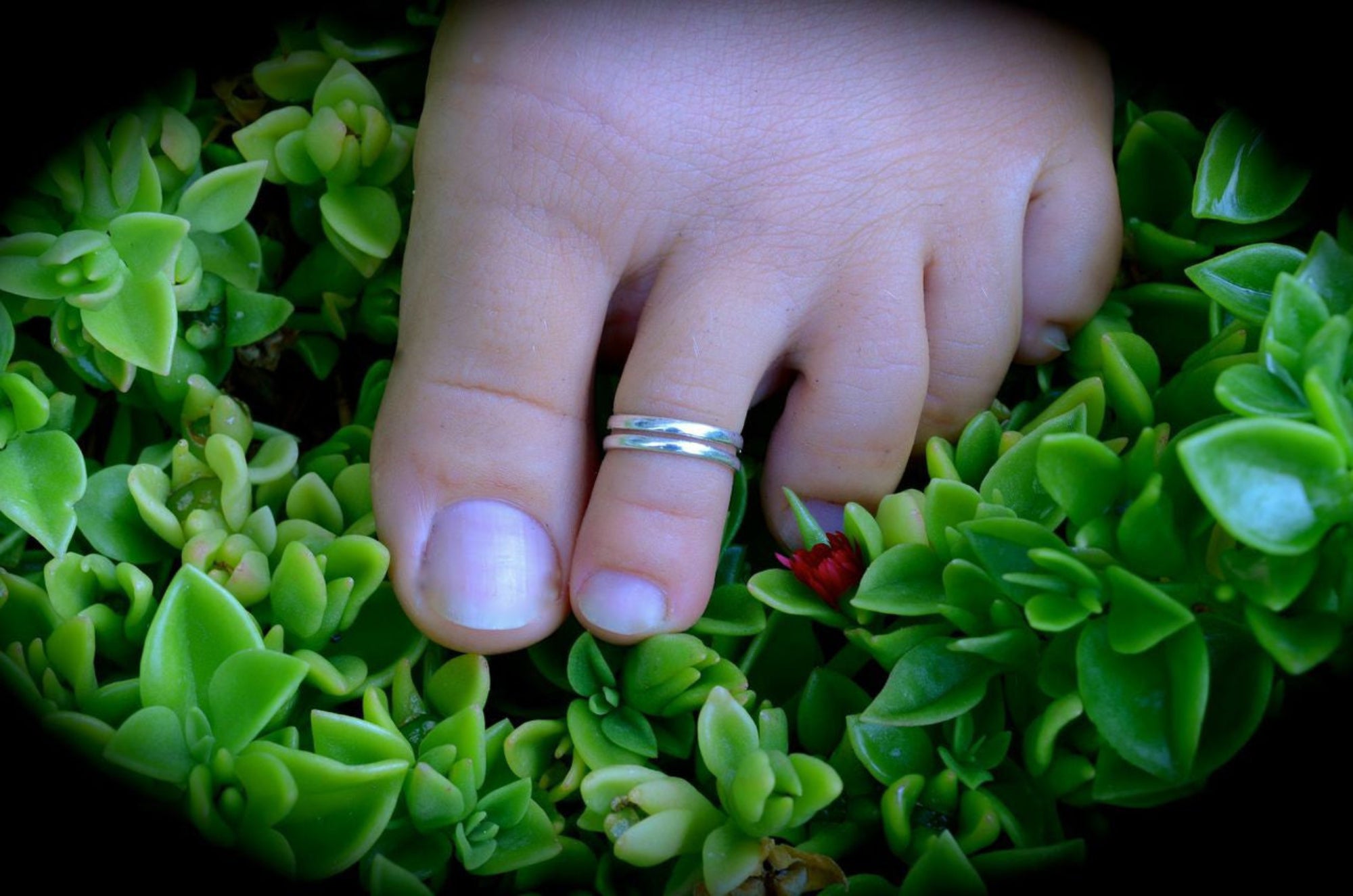 adjustable silver double band toe ring open band minimalist design front view