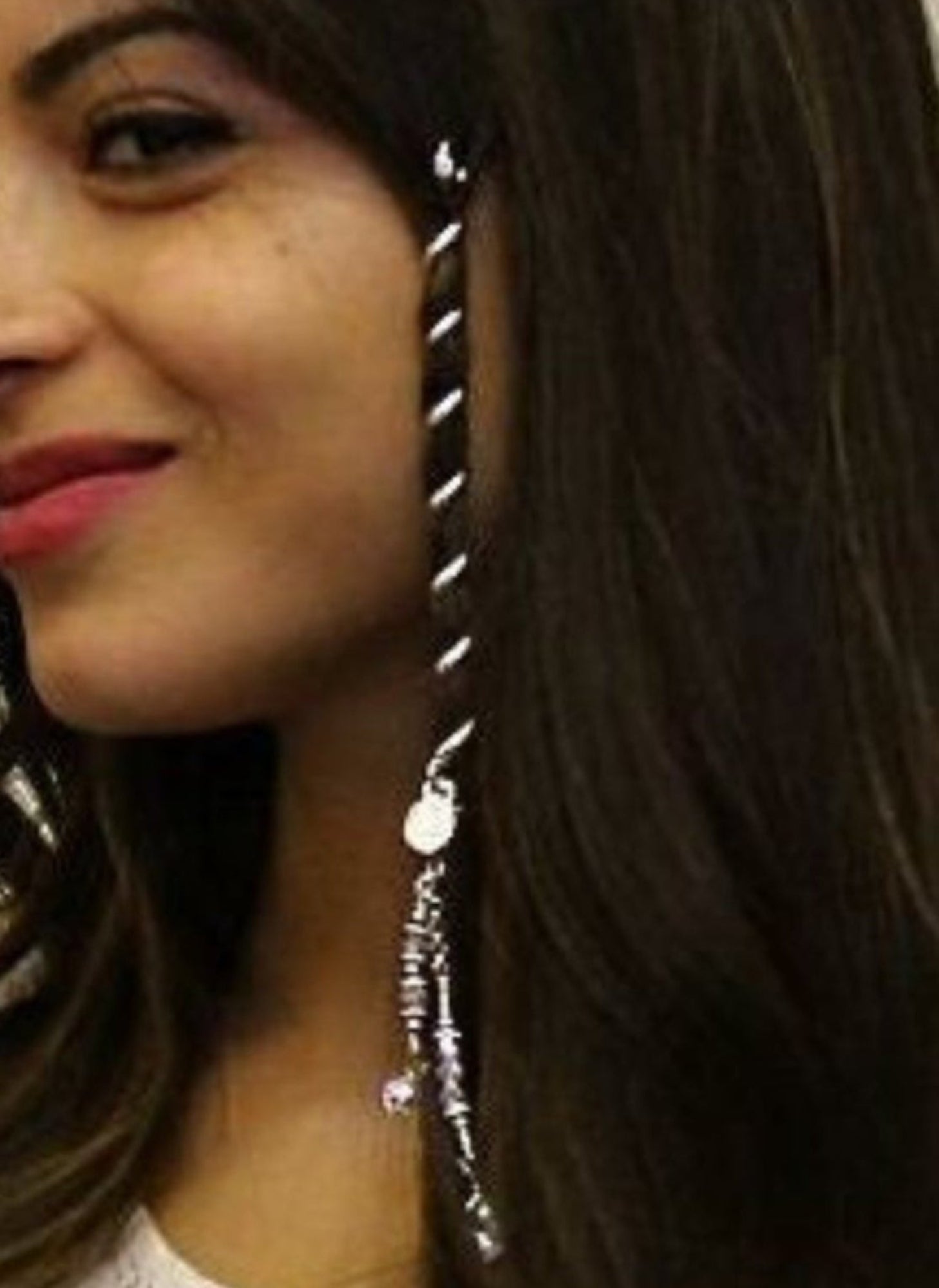 Model wearing Silver 4-Inch Spiral Hair Twister with Charm