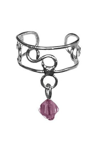 Silver Dangling Bead Ear Cuff – Elegant Non-Piercing Jewelry front view
