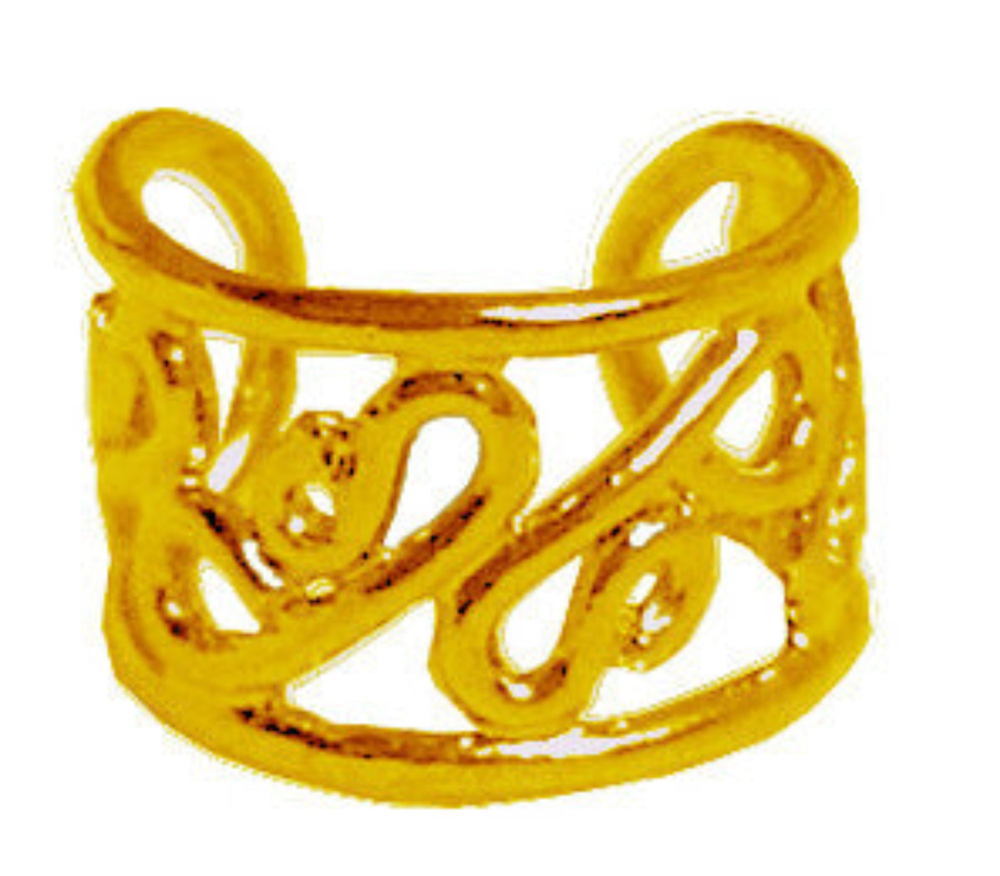 gold organic spiral ear cuff non piercing earring front view