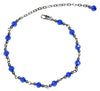 Medieval Metal - Anklet Silver Blue Beaded Front View (AT-01-BL-S)