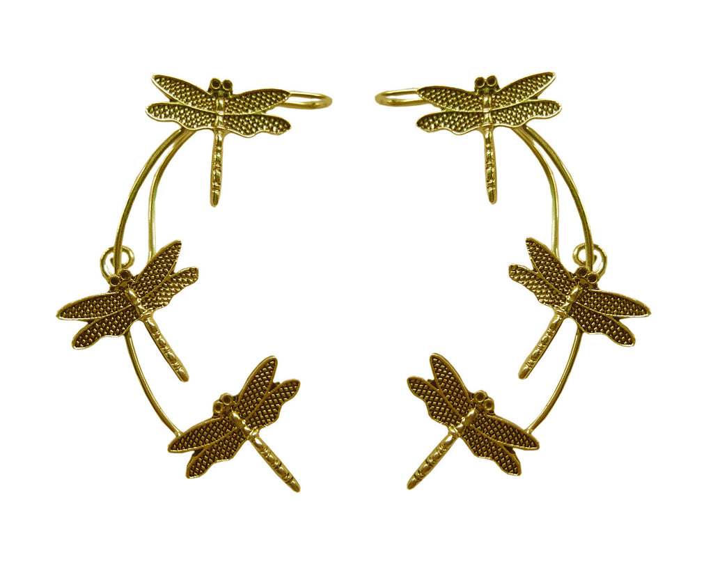 Medieval Metal - Elf Cuff Dragonfly Gold Front View (EF17-G)