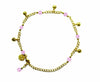 Medieval Metal - Anklet Gold Bells and Pink Beads (AT-04-PK-G)