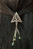 Hair Hook Silver Celtic Triangle with Bead Charm Ponytail Holder