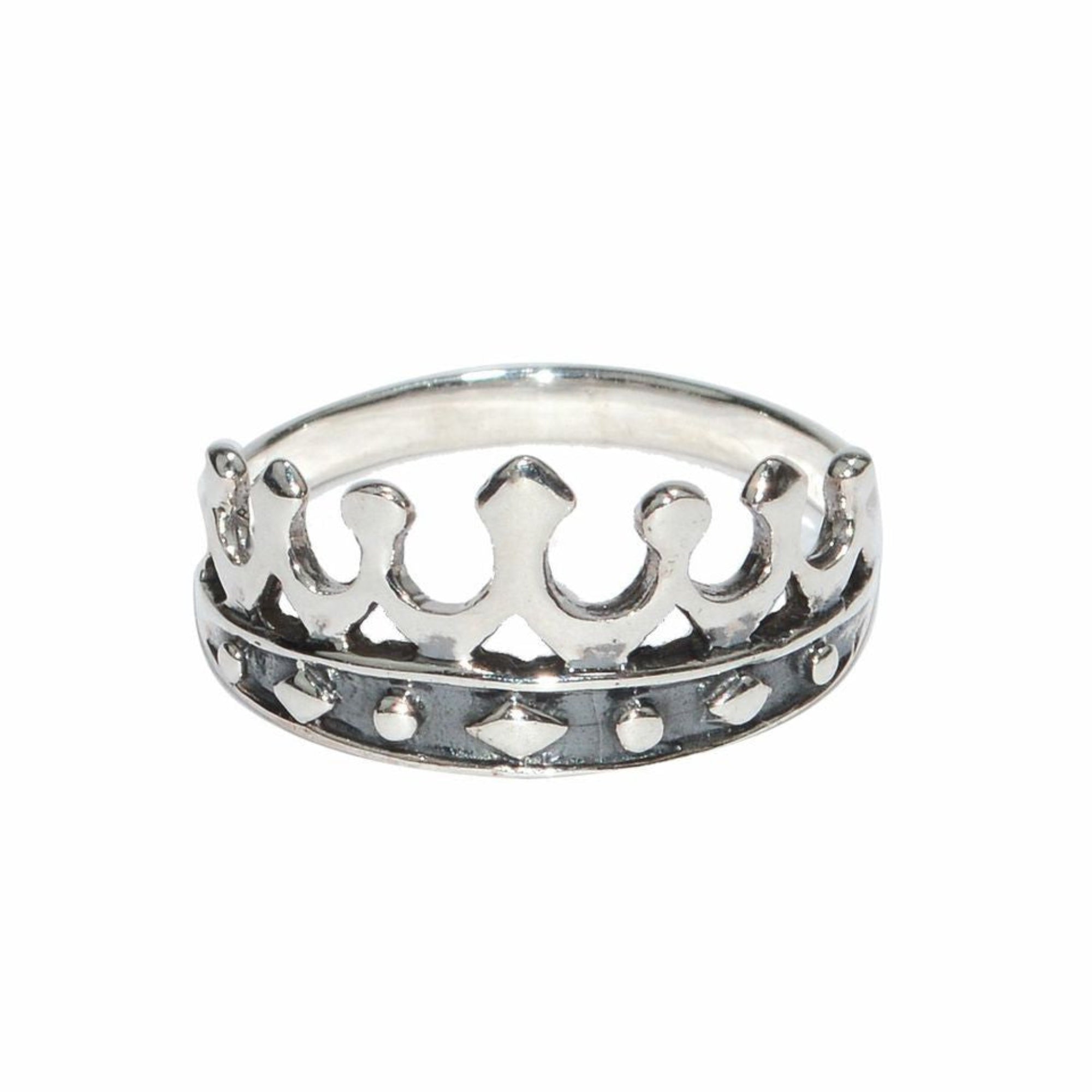 Crown Ring – Sterling Silver Classic Band front view