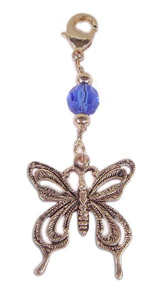Hair Twisters - Charm Large Gold Blue Butterfly (CHL-CL-BL-G)
