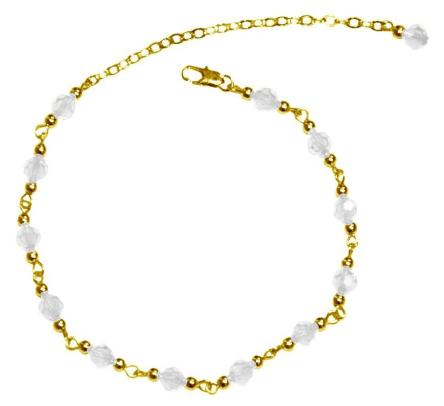 Medieval Metal - Anklet Gold Bells and Clear Beads (AT-01-CL-G)