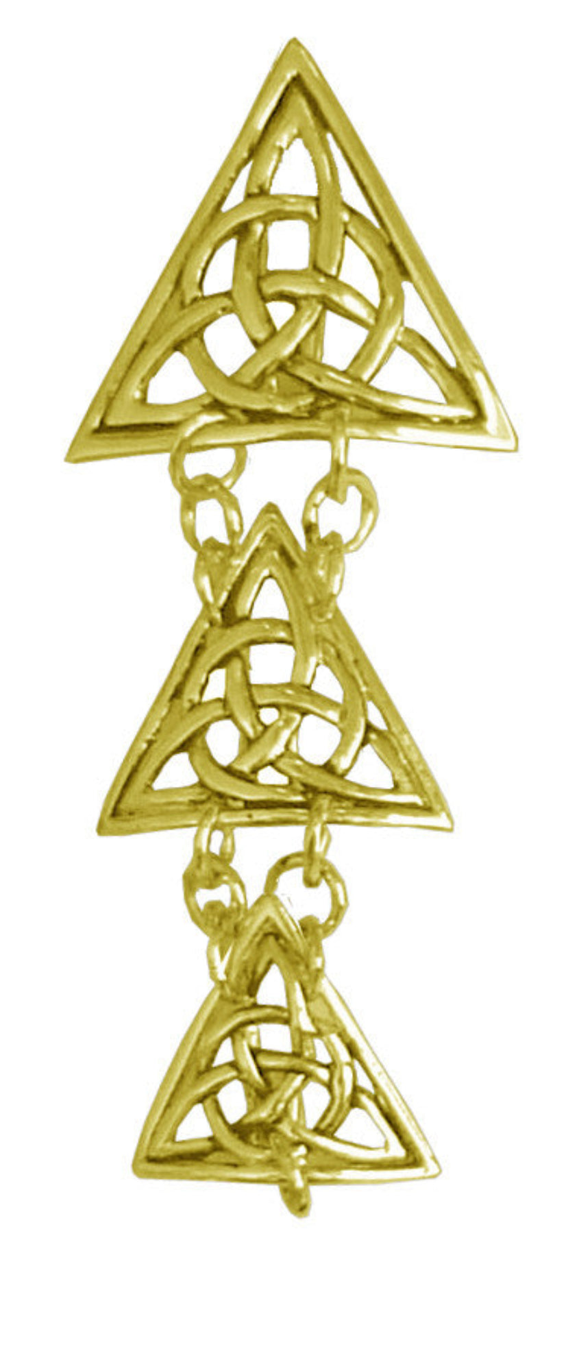 gold Celtic triangle hair hook with three linked triangles, front view