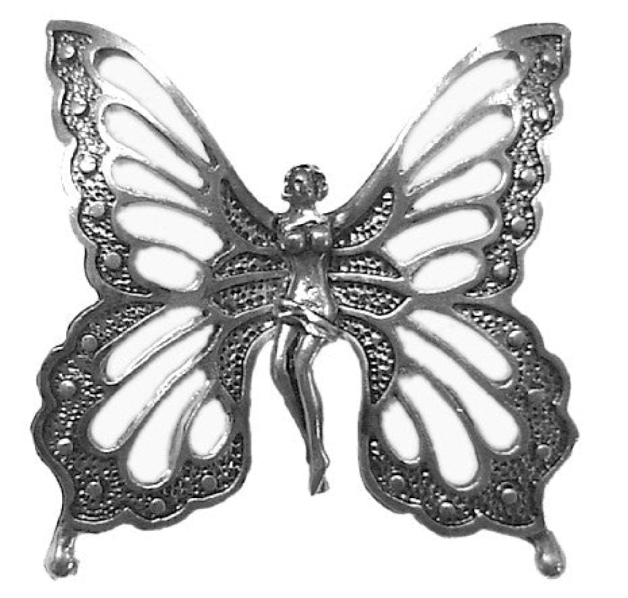 Silver butterfly ponytail hair hook, front view