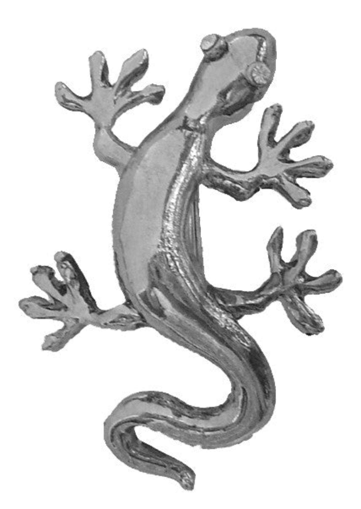 Silver gecko hair hook, front view