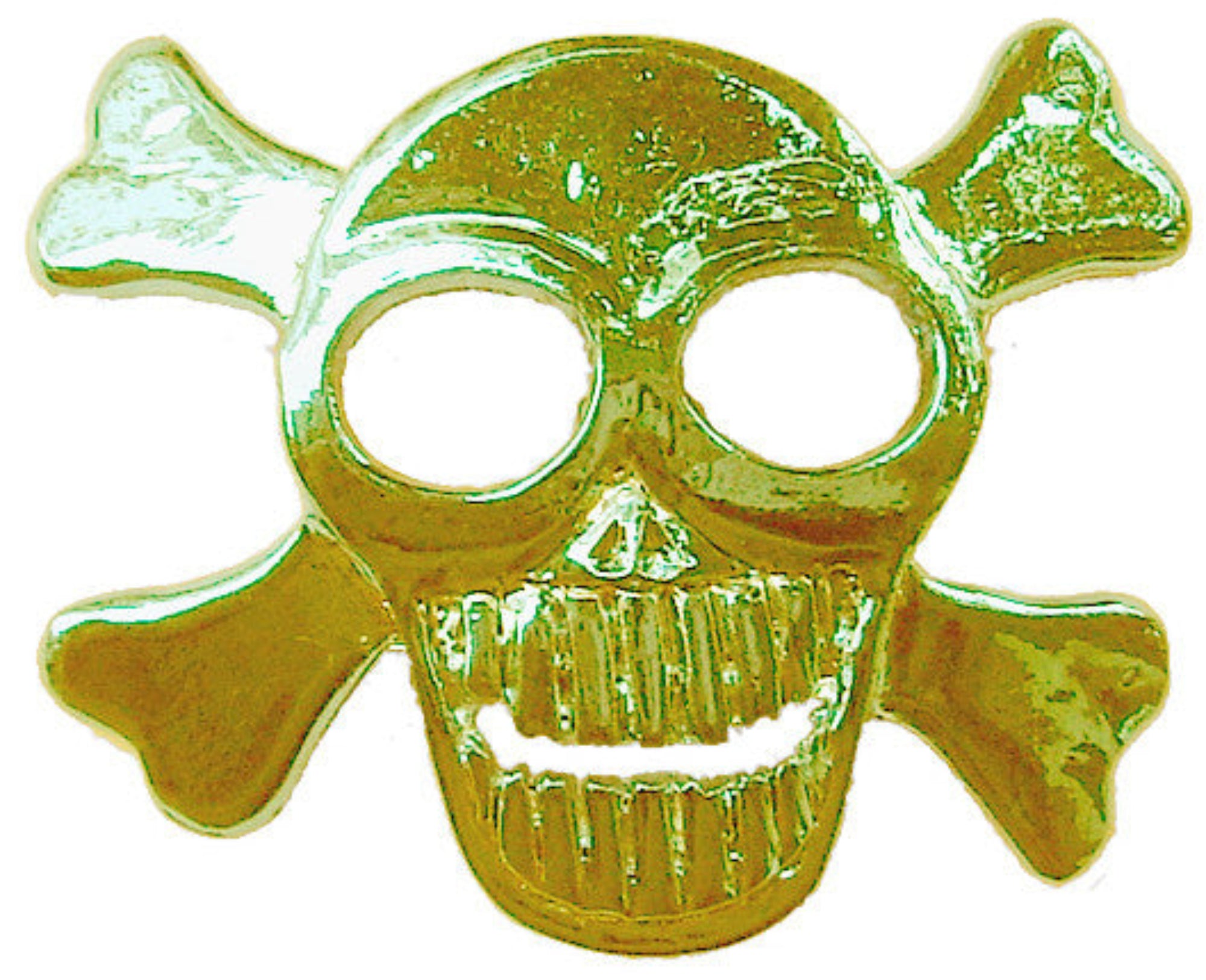 Gold skull and crossbones ponytail hair hook, front view