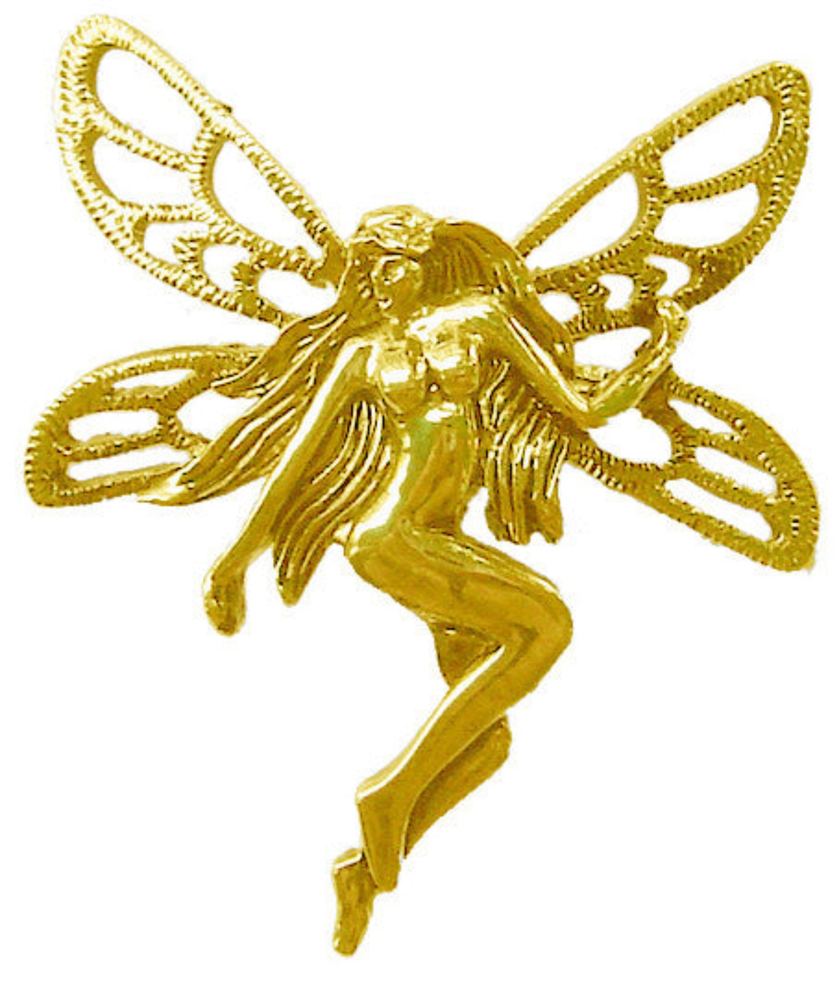 Gold winged fairy ponytail hair hook, front view