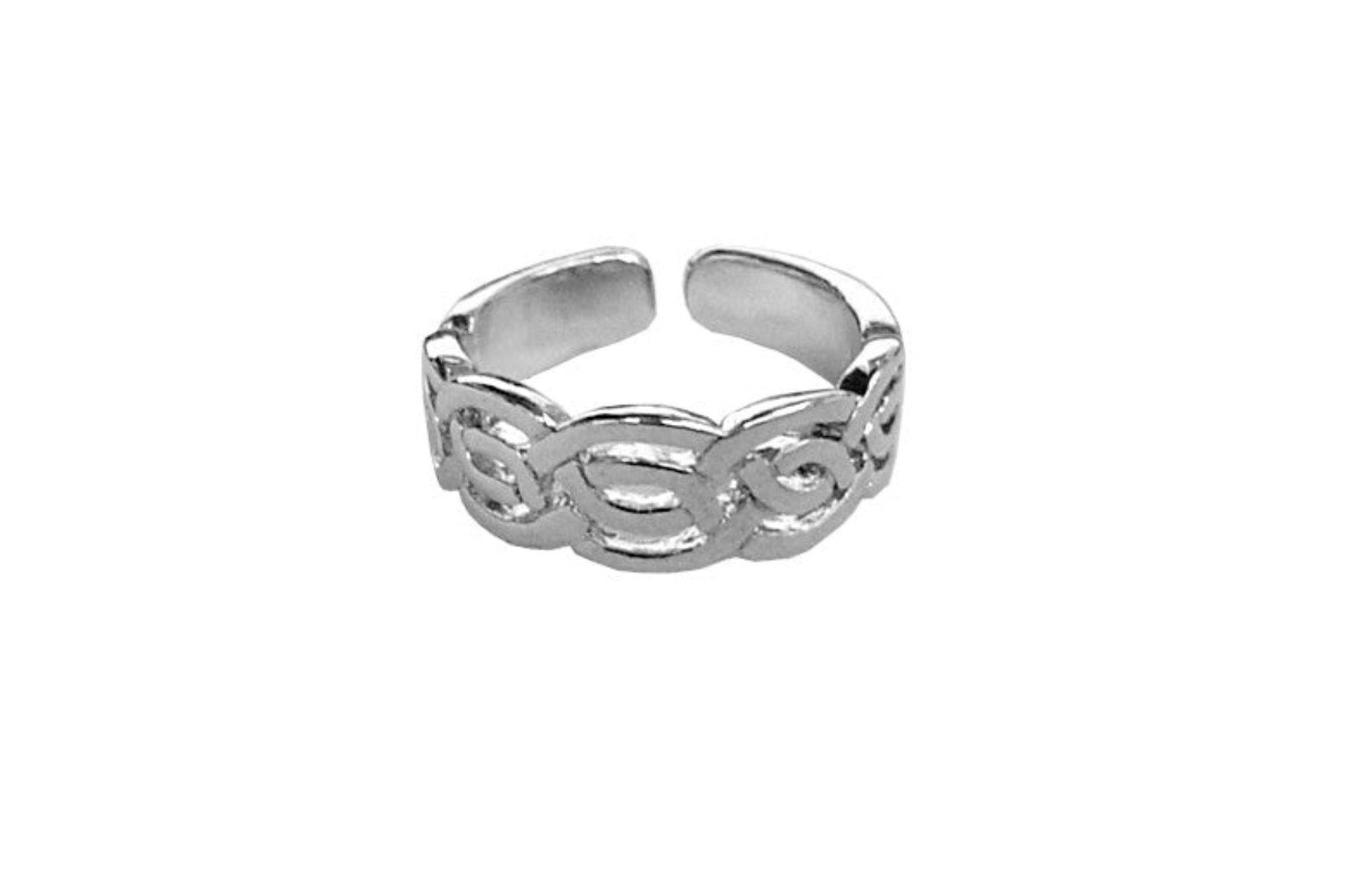 silver celtic knot ring with open adjustable band