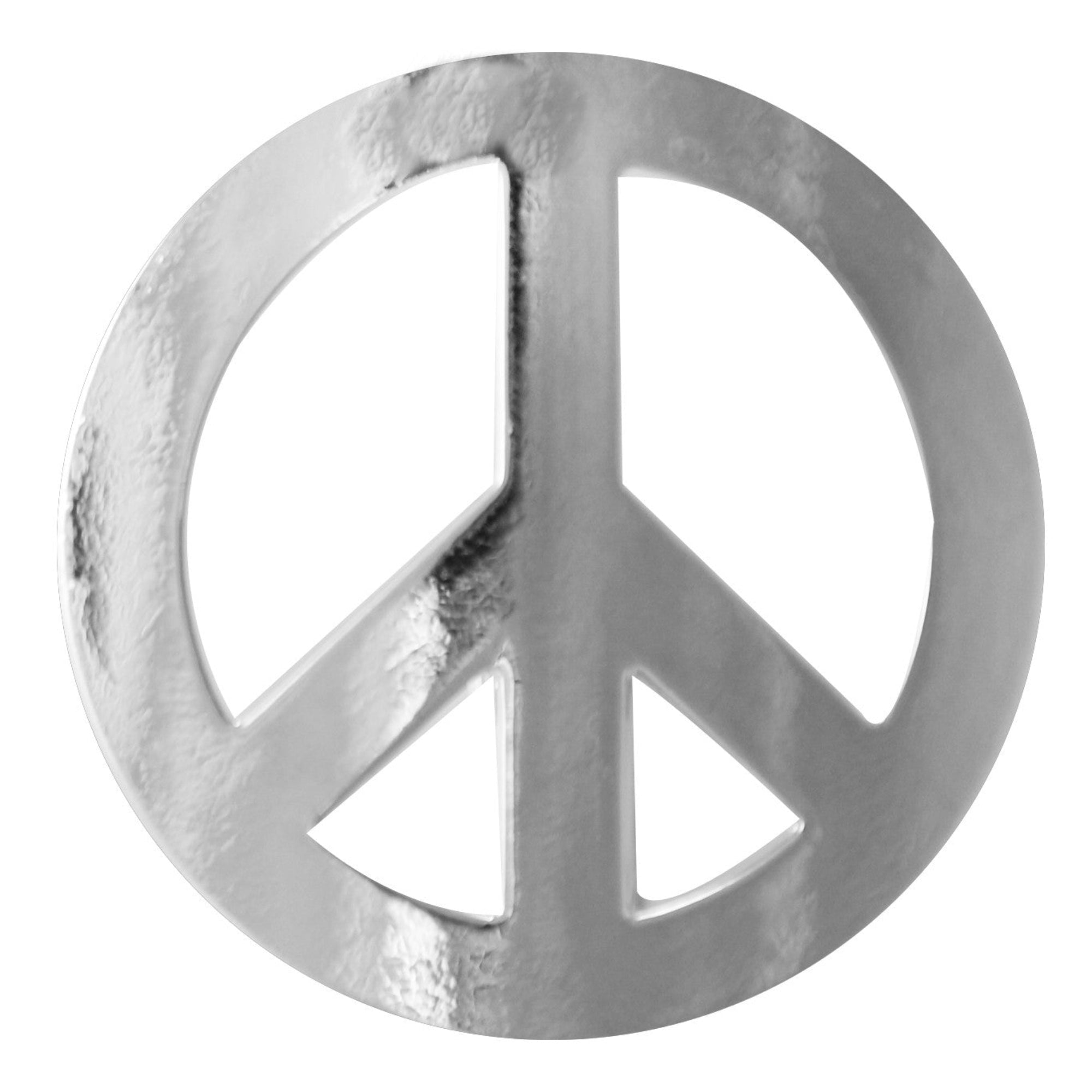 Silver peace sign hair hook ponytail holder, front view