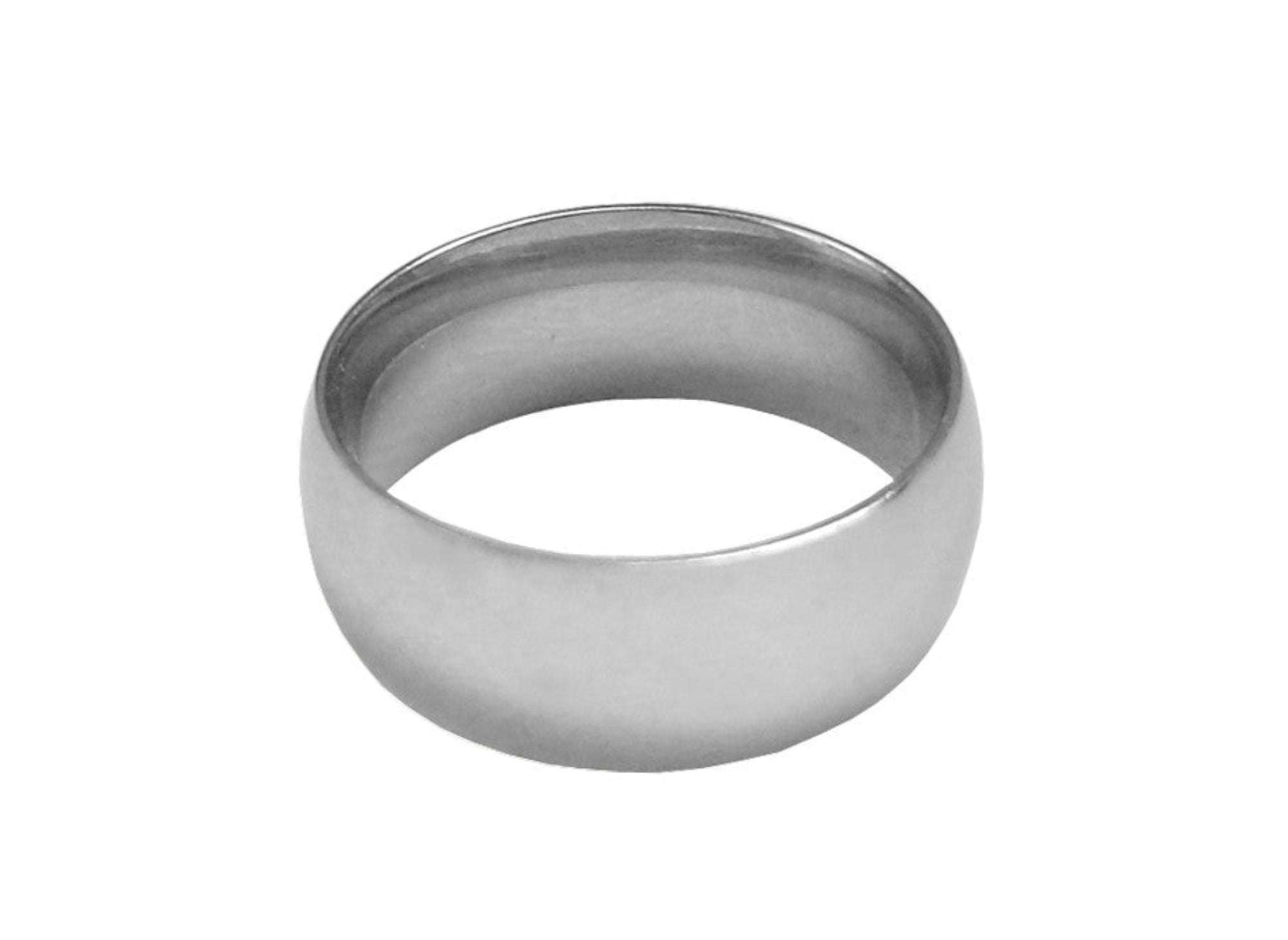 Thick stainless steel band ring, front view