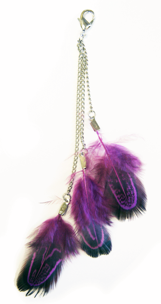 Charm Large Feather - Purple with Chains