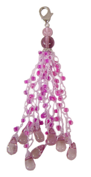 Charm Large Macrame yarn with Beads - Purple