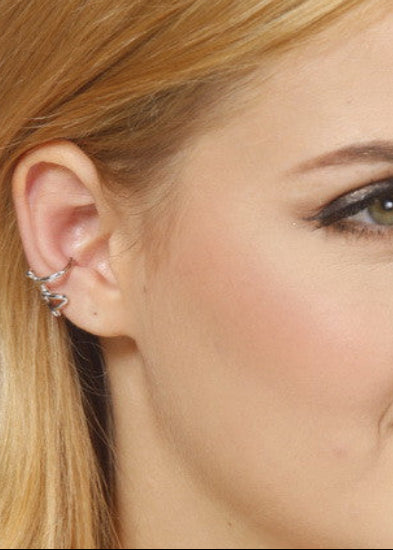 Festival cosplay look with Climbing Man Ear Cuff – Silver ear jewelry