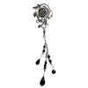 Hair Hook Silver Rose with Bead Charm Ponytail Holder