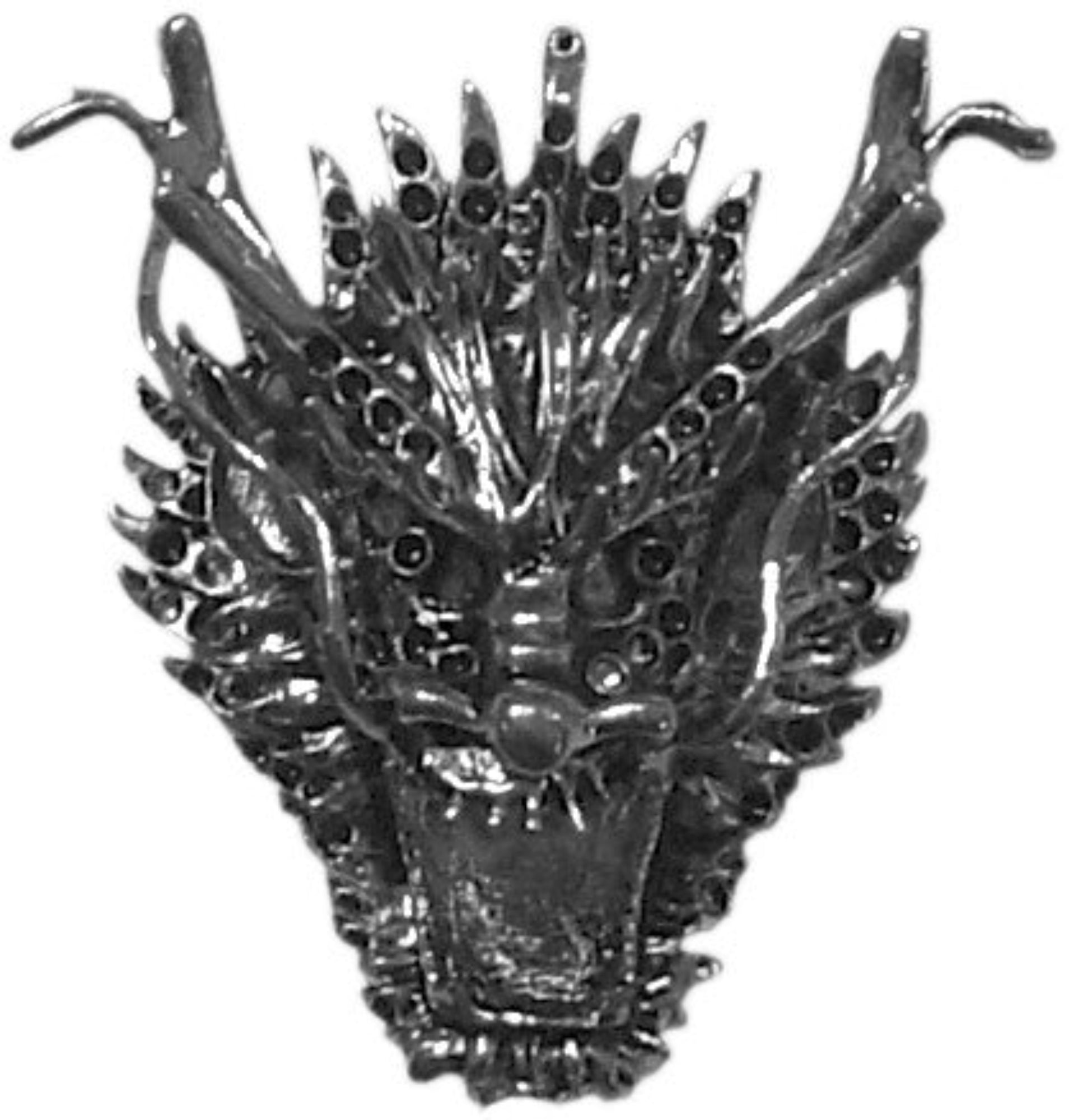 Silver dragon hair hook ponytail holder, front view